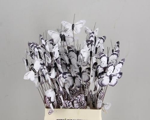 Stick Butterfly Bouquet White - Decoratiemateriaal (h%)