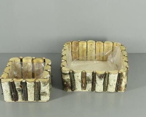 Planter Birch S/2 28x28/19x19 - Decoratiemateriaal (h%)