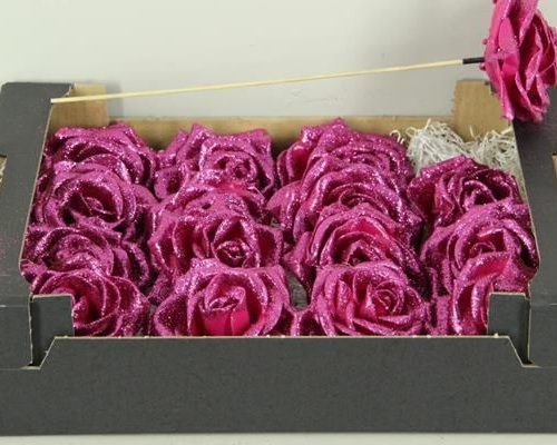 Wax rose cerise glitter - Wax rose cerise glitter