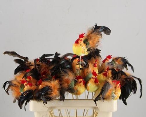 Stick Rooster 15cm Yellow - Decoratiemateriaal (h%)