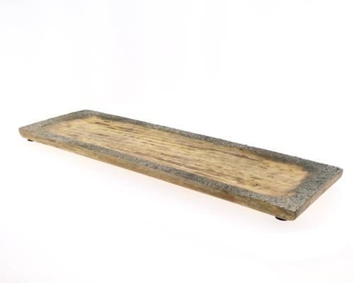Tray Wood 46x14cm Platinum - Decoratiemateriaal (h%)