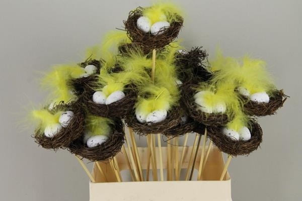 Stick Nest Salim + Eggs White - Decoratiemateriaal (h%) 1 Stick Nest Salim + Eggs White - Decoratiemateriaal (h%)