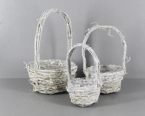 Basket Rattan Handle S/3 Round - Decoratiemateriaal (h%)