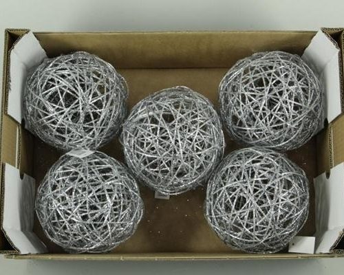 Bruce Ball 20cm Silver Gl(1pc) - Decoratiemateriaal (h%)