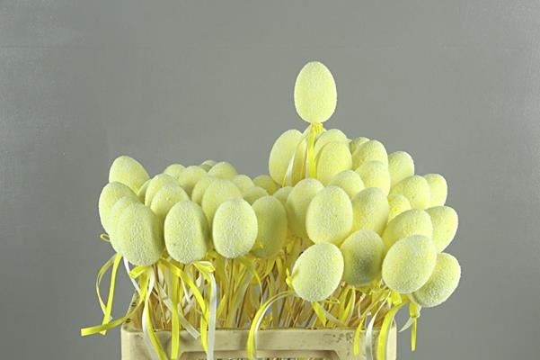 Stick Egg+bow Yellow 7cm - Decoratiemateriaal (h%) 1 Stick Egg+bow Yellow 7cm - Decoratiemateriaal (h%)