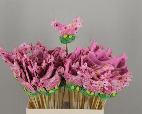 Stick Chicken Felt-nest Pink - Decoratiemateriaal (h%)