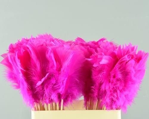 Stick Feather Pink 14cm - Decoratiemateriaal (h%)