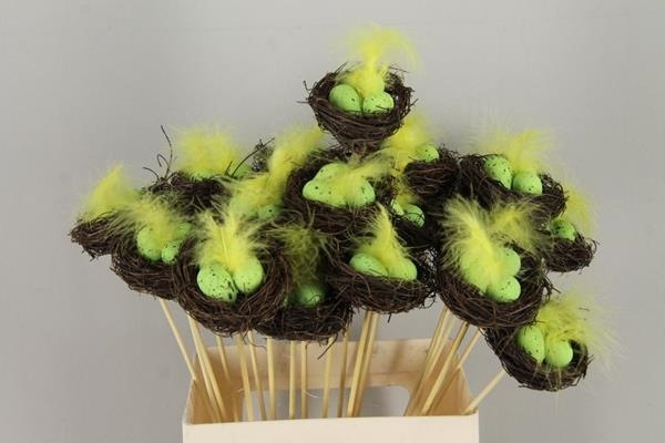 Stick Nest Salim + Eggs Green - Decoratiemateriaal (h%) 1 Stick Nest Salim + Eggs Green - Decoratiemateriaal (h%)