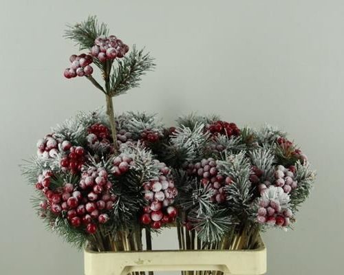 Stick Berries Red/pinus+snow - Decoratiemateriaal (h%)