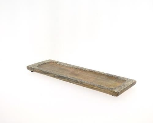 Tray Wood 38x12cm Platinum - Decoratiemateriaal (h%)