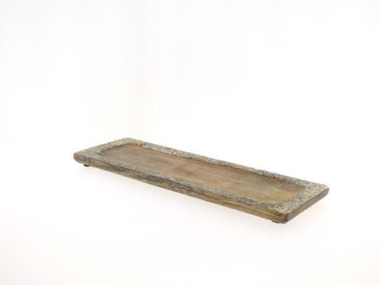 Tray Wood 38x12cm Platinum - Decoratiemateriaal (h%) 1 Tray Wood 38x12cm Platinum - Decoratiemateriaal (h%)