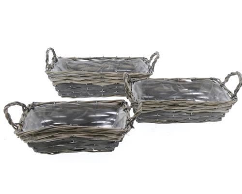 Basket Willow S/3  35x18x11cm - Decoratiemateriaal (h%)