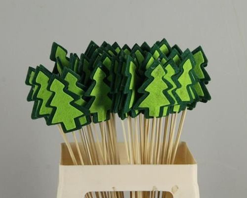 Stick tree felt 9cm grn/grn - Stick tree felt 9cm grn/grn