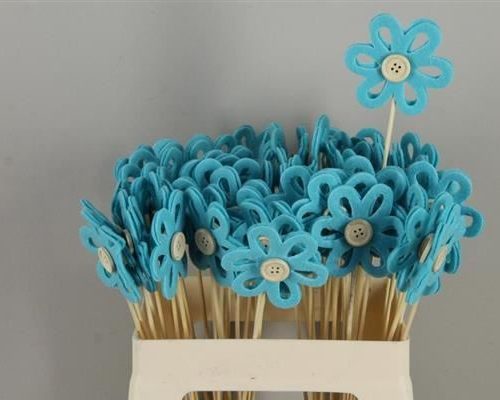 Stick flower open felt blue - Stick flower open felt blue