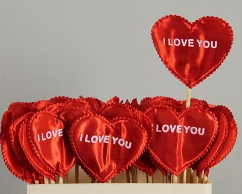 Stick Heart 'i Love You' 8cm - Decoratiemateriaal (h%)
