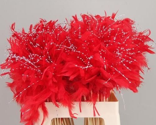 Stick Feather Pearlwire Red - Decoratiemateriaal (h%)