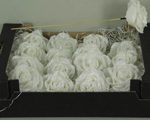 Wax rose white glitter - Wax rose white glitter
