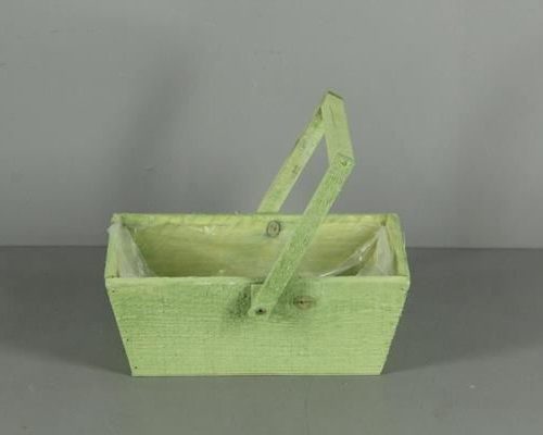 Planter Wood&hdl 14x27x10 Grn - Decoratiemateriaal (h%)