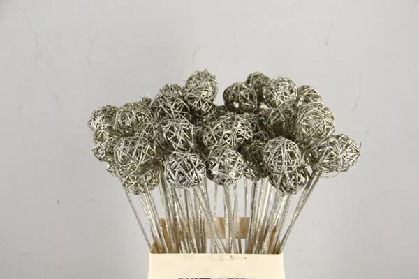 Stick Bruce Ball Platinum+glit - Decoratiemateriaal (h%) 1 Stick Bruce Ball Platinum+glit - Decoratiemateriaal (h%)