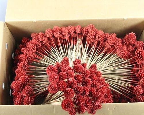 Stick Pine Cone Red+glitter - Dennenappel h%
