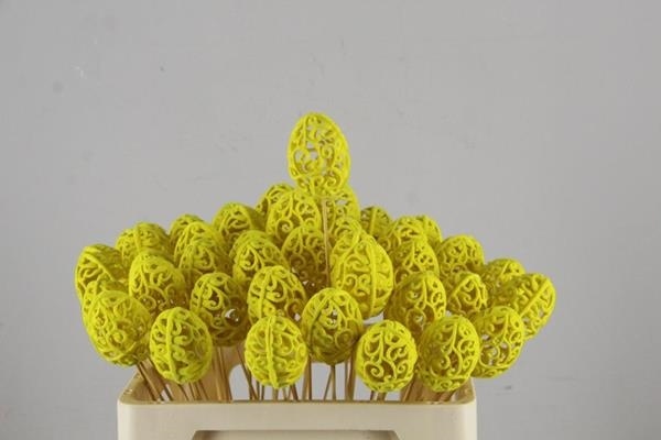 Stick Egg Baroque Yellow 7cm - Decoratiemateriaal (h%) 1 Stick Egg Baroque Yellow 7cm - Decoratiemateriaal (h%)