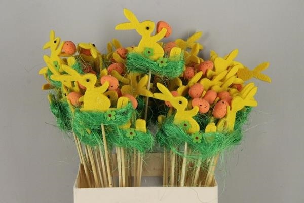 Stick Rabbit Felt-grass Yellow - Decoratiemateriaal (h%) 1 Stick Rabbit Felt-grass Yellow - Decoratiemateriaal (h%)