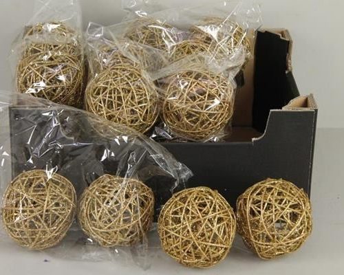 Bruce Ball 10cm Gold Glt (4pc) - Decoratiemateriaal (h%)