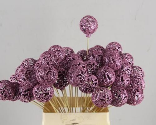 Stick Ball Baroque Ø6 Gl.pink - Decoratiemateriaal (h%)