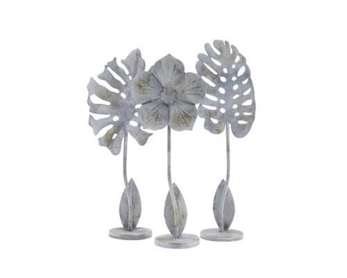 Leaf Mtl+stand 12x9x42cm Mix - Decoratiemateriaal (h%)