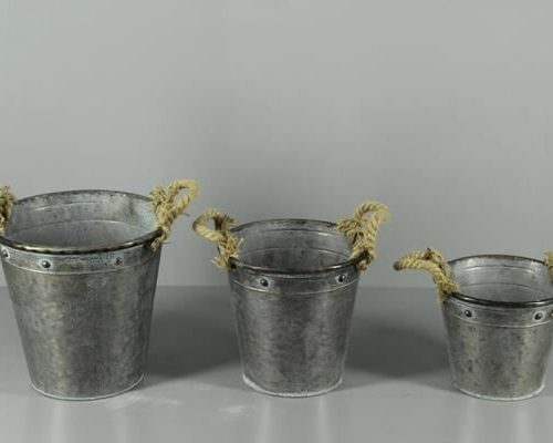 Planter Mtl Ant Bucket (s/3) - Decoratiemateriaal (h%)