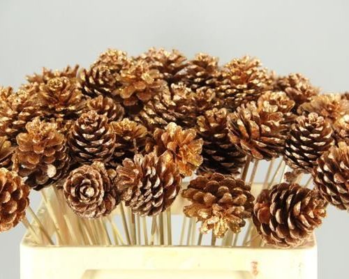 Stick Pine Cone Copper+glitter - Dennenappel h%