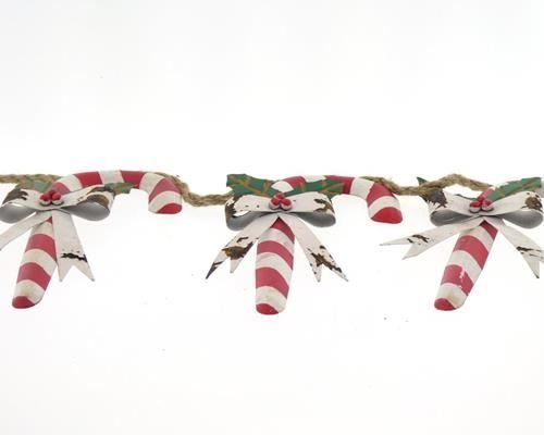 Garland Candy Cane Mtl 135cm - Decoratiemateriaal (h%)