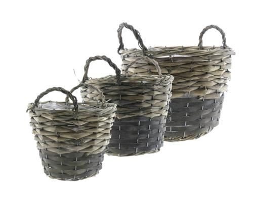 Basket Willow S/3  Ø25x19cm - Decoratiemateriaal (h%)