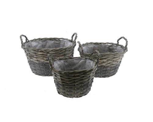 Basket Willow S/3  33x26x19cm - Decoratiemateriaal (h%)