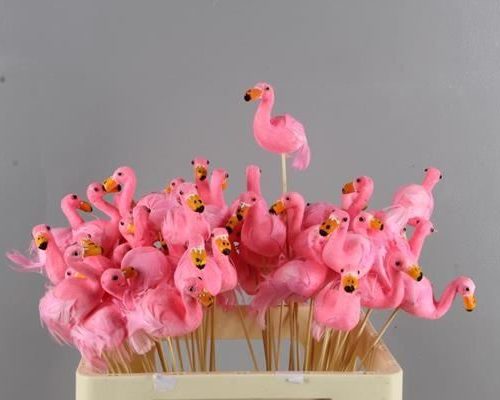 Stick Flamingo 14cm Pink - Decoratiemateriaal (h%)