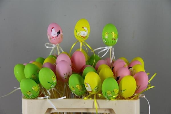 Stick Egg Colored Animals 6cm - Decoratiemateriaal (h%)