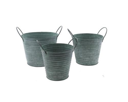 Planter Mtl S/3 18x14cm Green - Decoratiemateriaal (h%)