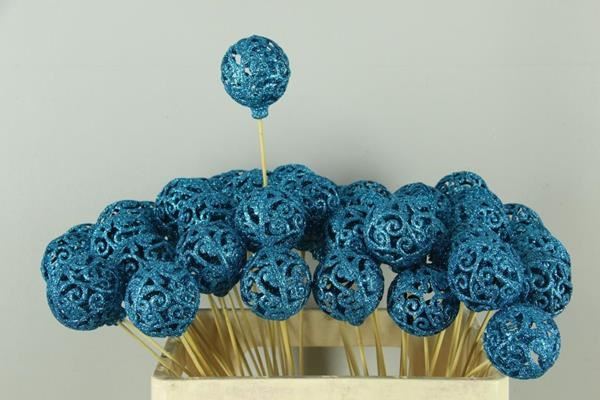 Stick Ball Baroque Ø6 Gl.blue - Stick ball baroque glitt. blue 1 Stick Ball Baroque Ø6 Gl.blue - Stick ball baroque glitt. blue