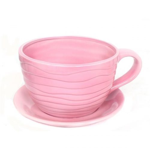 Kop met schotel roze leeg