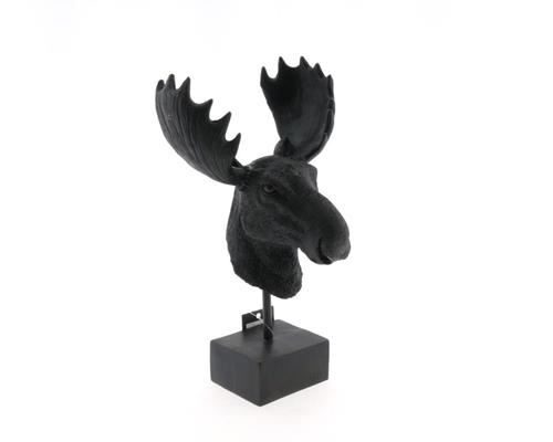 Deerhead+stand 16x16x29cm Blk - Decoratiemateriaal (h%)