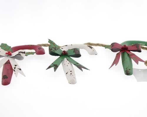 Garland Candy Cane Mtl 130cm - Decoratiemateriaal (h%)