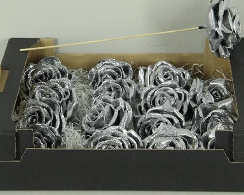 Wax rose silver glitter - Wax rose silver glitter