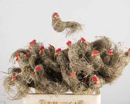 Stick Chicken Straw 13cm - Decoratiemateriaal (h%)