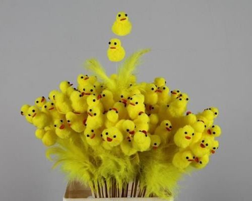 Stick Easter Feather+2 Chicken - Decoratiemateriaal (h%)