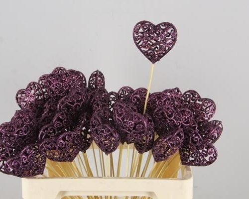 Stick Heart Baroque Glt. Wine - Decoratiemateriaal (h%)