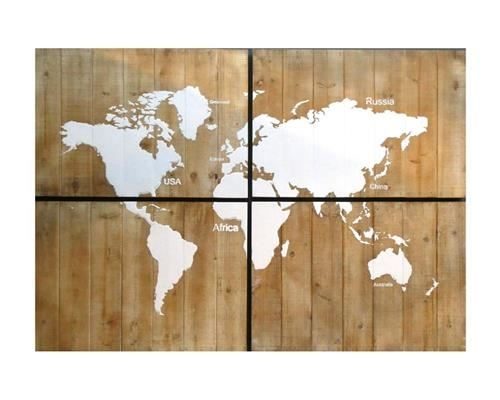 Map World Wood 4pcs 180x120cm - Decoratiemateriaal (h%)