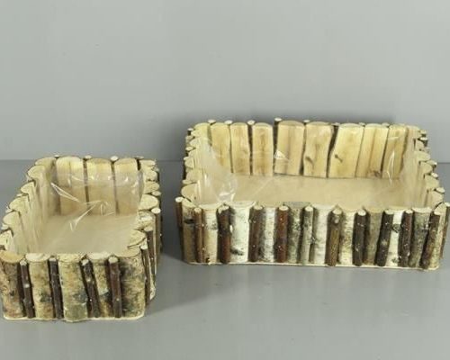 Planter Birch S/2 31x41/23x33 - Decoratiemateriaal (h%)