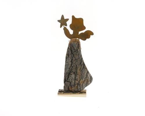 Fig. Wood+mtl. Angel 32x16cm - Decoratiemateriaal (h%)