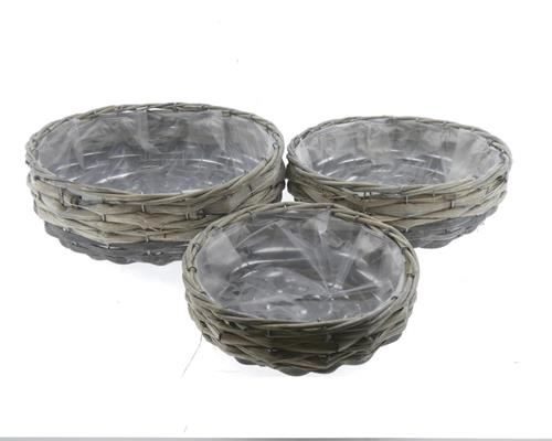Basket Willow S/3  Ø32x10cm - Decoratiemateriaal (h%)