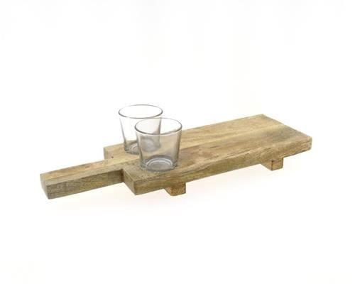 Chop Board+glass 40cm Nat. - Decoratiemateriaal (h%)